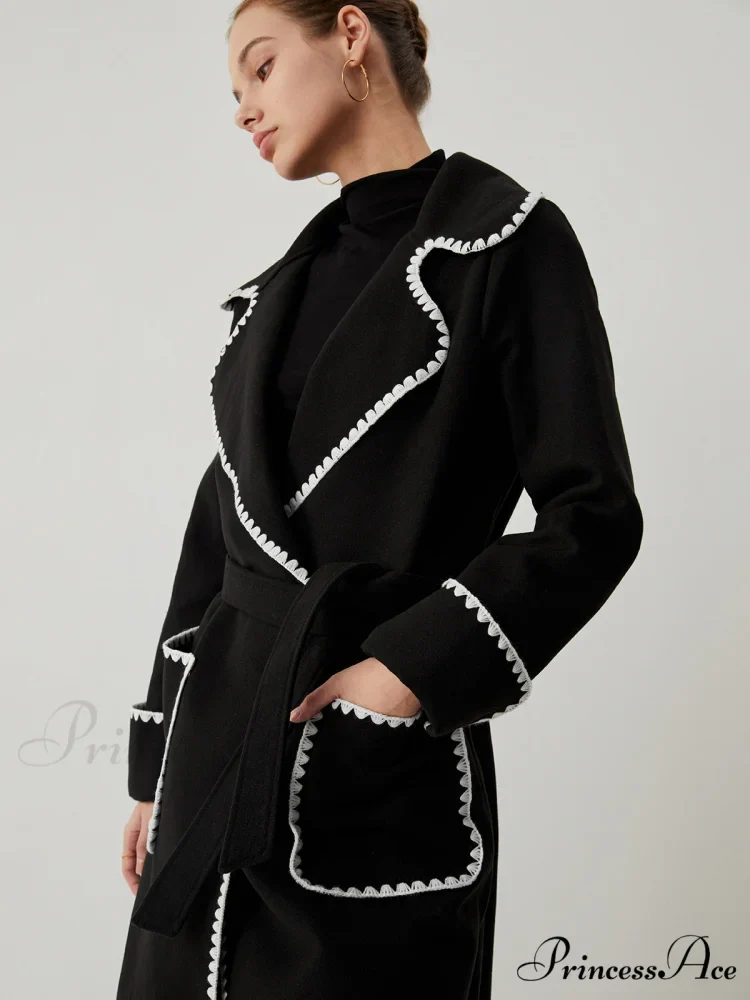Contrast Trim Graceful Pocket Tweed Coat - Image 4