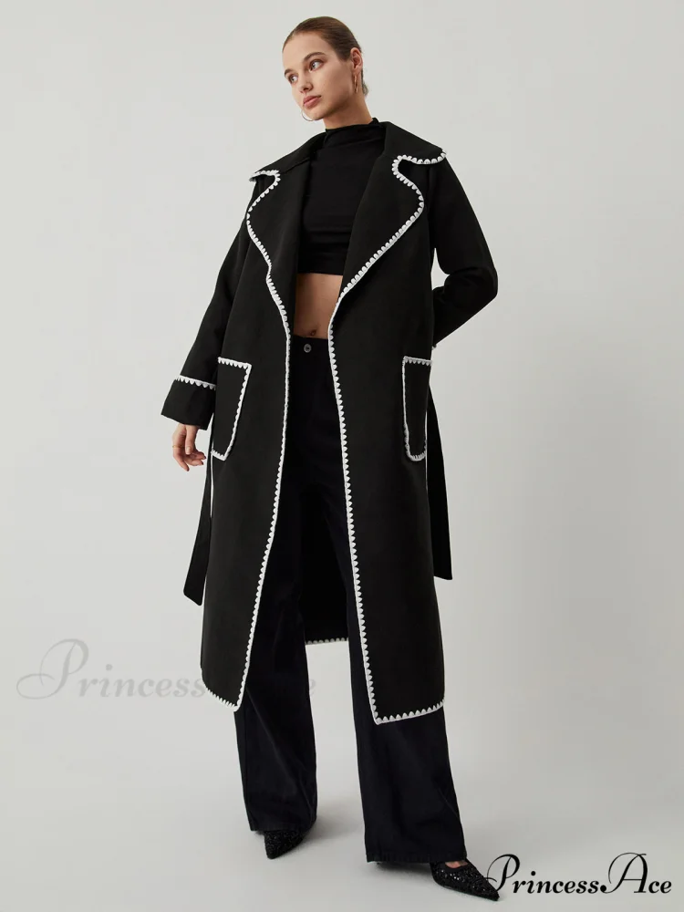Contrast Trim Graceful Pocket Tweed Coat - Image 5