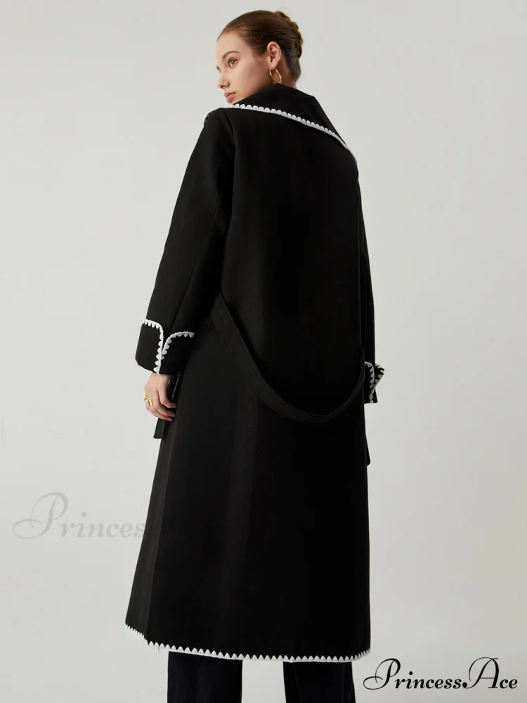 Contrast Trim Graceful Pocket Tweed Coat - Image 6