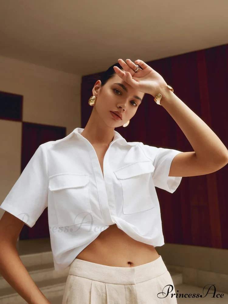 Cotton & Graceful Linen Cropped Shirt - Image 2