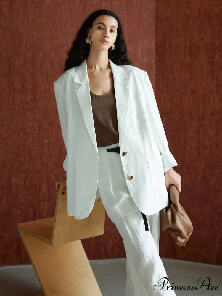 Cotton & Graceful Linen Oversized Blazer - Image 4