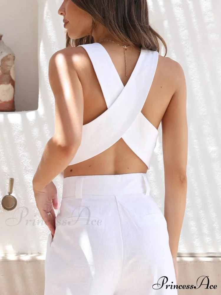 Cotton Crisscross Graceful Tailored Vest - Image 4