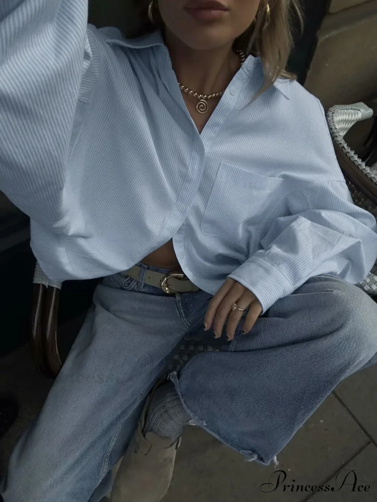 Cotton Striped Graceful Crop Shirt - Image 2