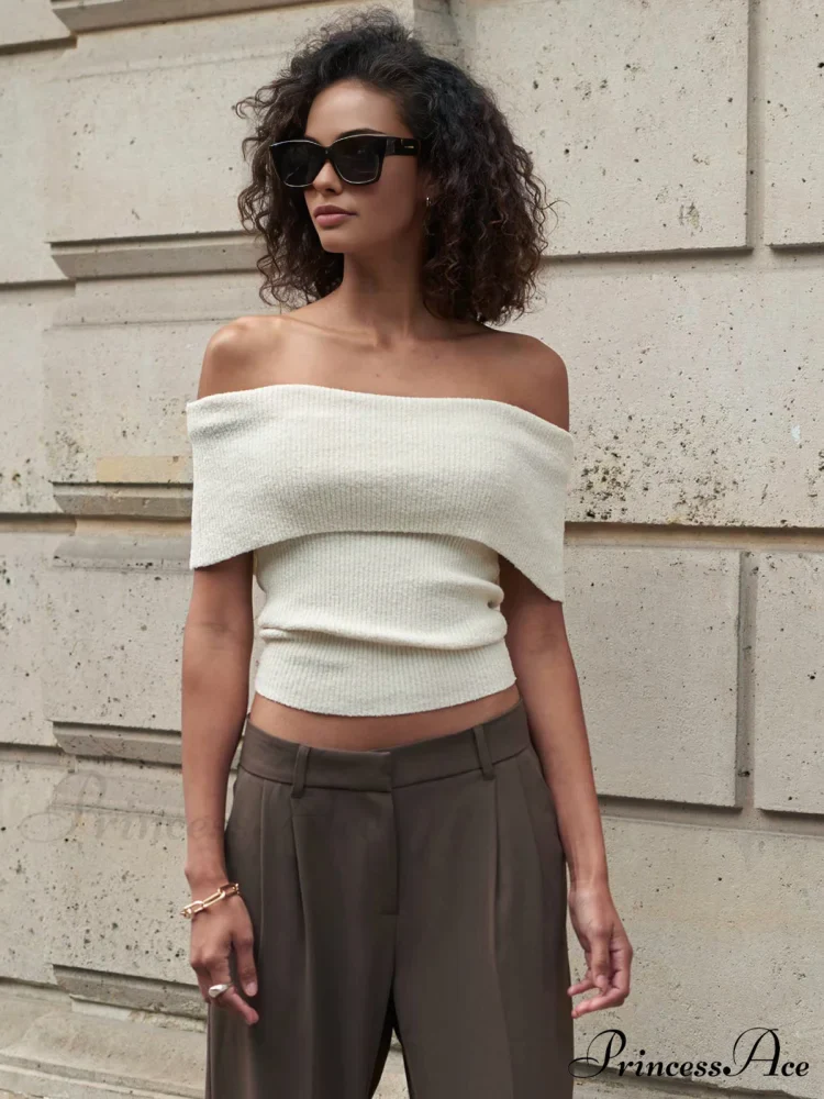 Creamy Off-Shoulder Graceful Knit Top - Image 4