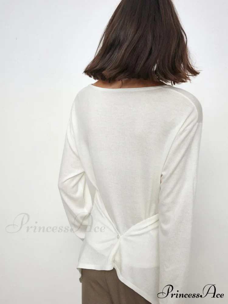 Criss Cross Back Trendy Buttoned Long Sleeve Shirt - Image 3