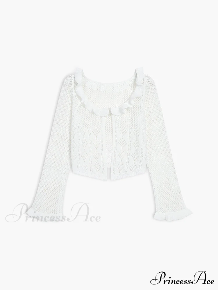 Crochet Eyelet Graceful Fly Away Cardigan - Image 2