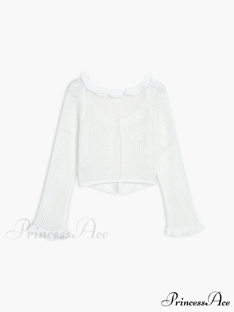 Crochet Eyelet Graceful Fly Away Cardigan - Image 3