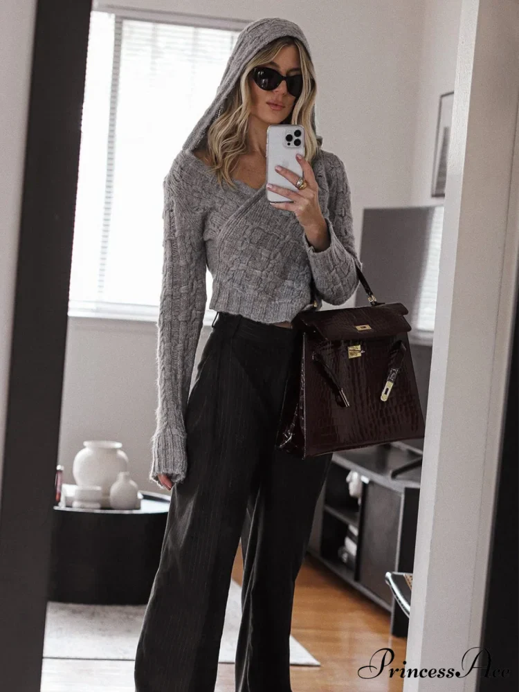 Crochet Hooded Graceful Long Sleeve Top - Image 3