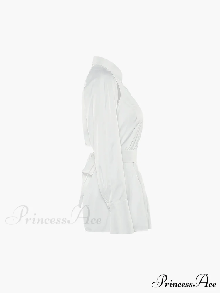 Cut Out Button Trendy Down Collar Shirt - Image 3