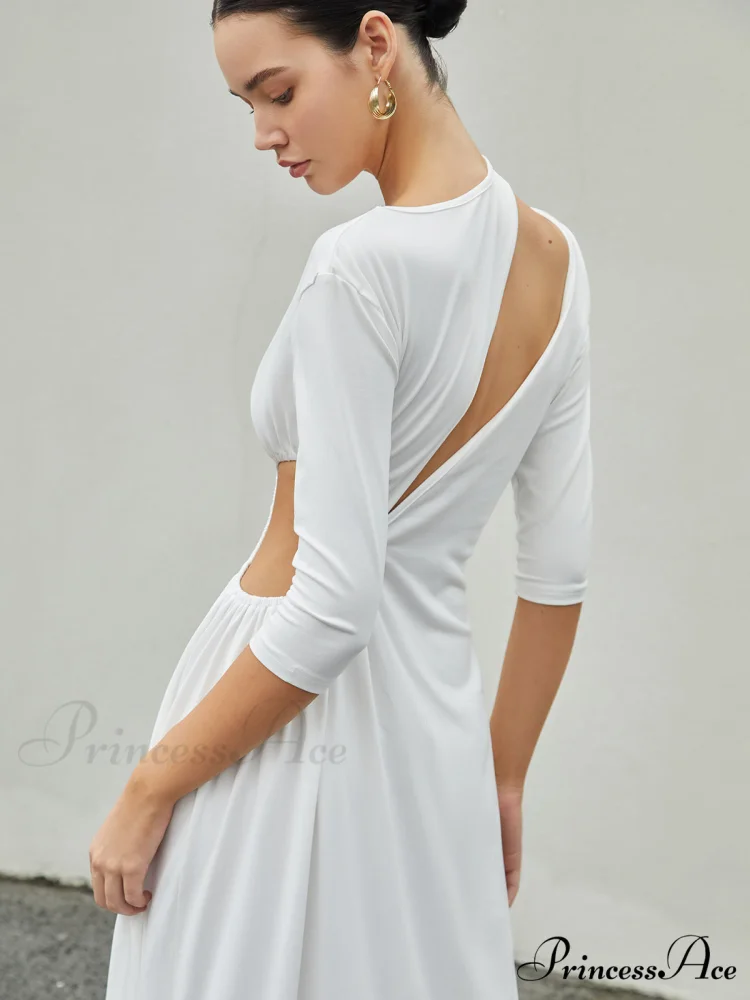 Cut Out Ruched Trendy Split Knit Maxi Dress - Image 3