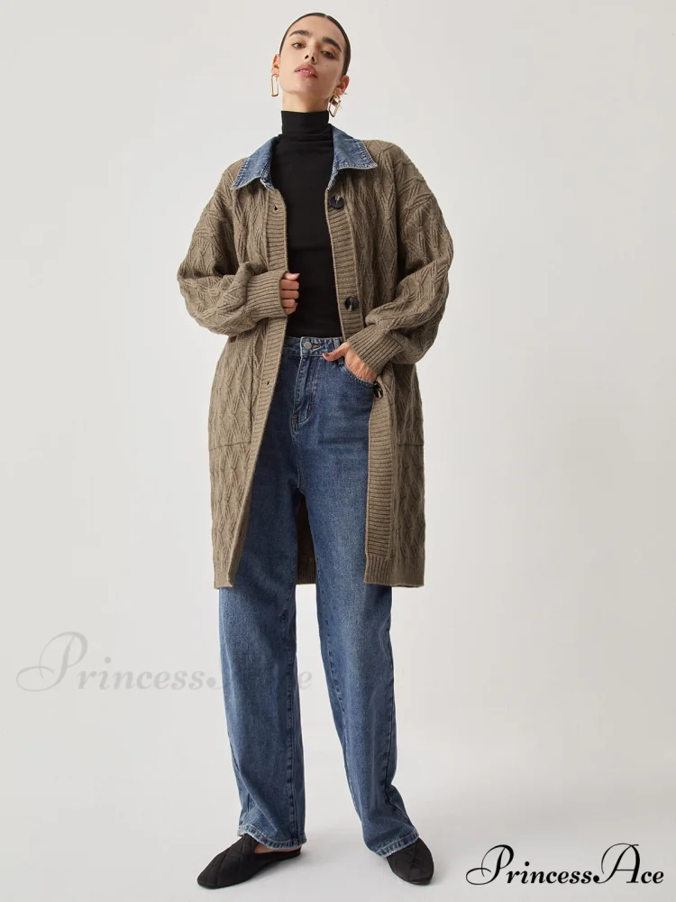 Diamond Stitch Graceful Knitting Longline Cardigan - Image 4