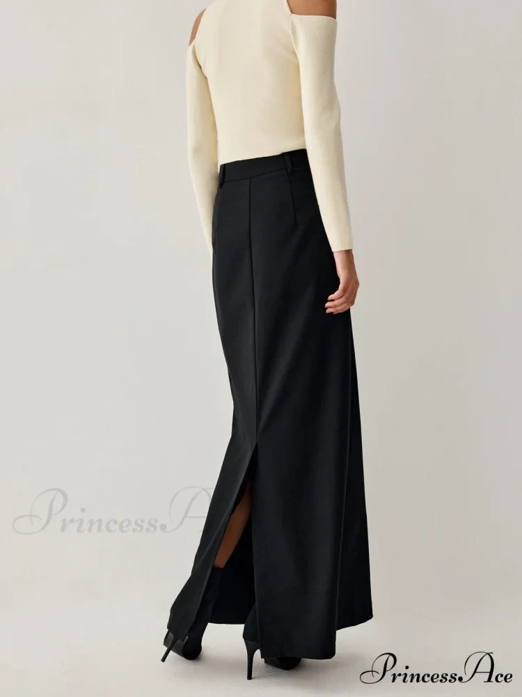 Double Pockets High Trendy Waist Maxi Skirt - Image 3