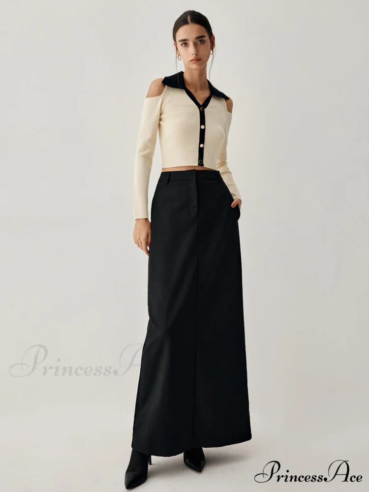 Double Pockets High Trendy Waist Maxi Skirt - Image 4