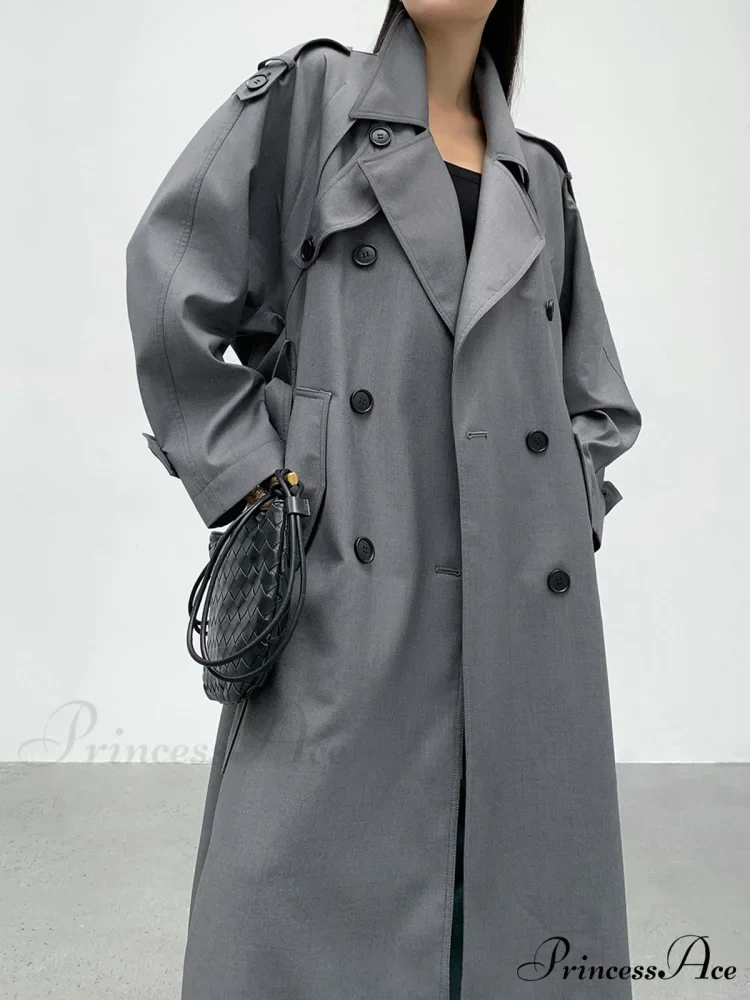 Double Pockets Graceful Longline Trench Coat - Image 2