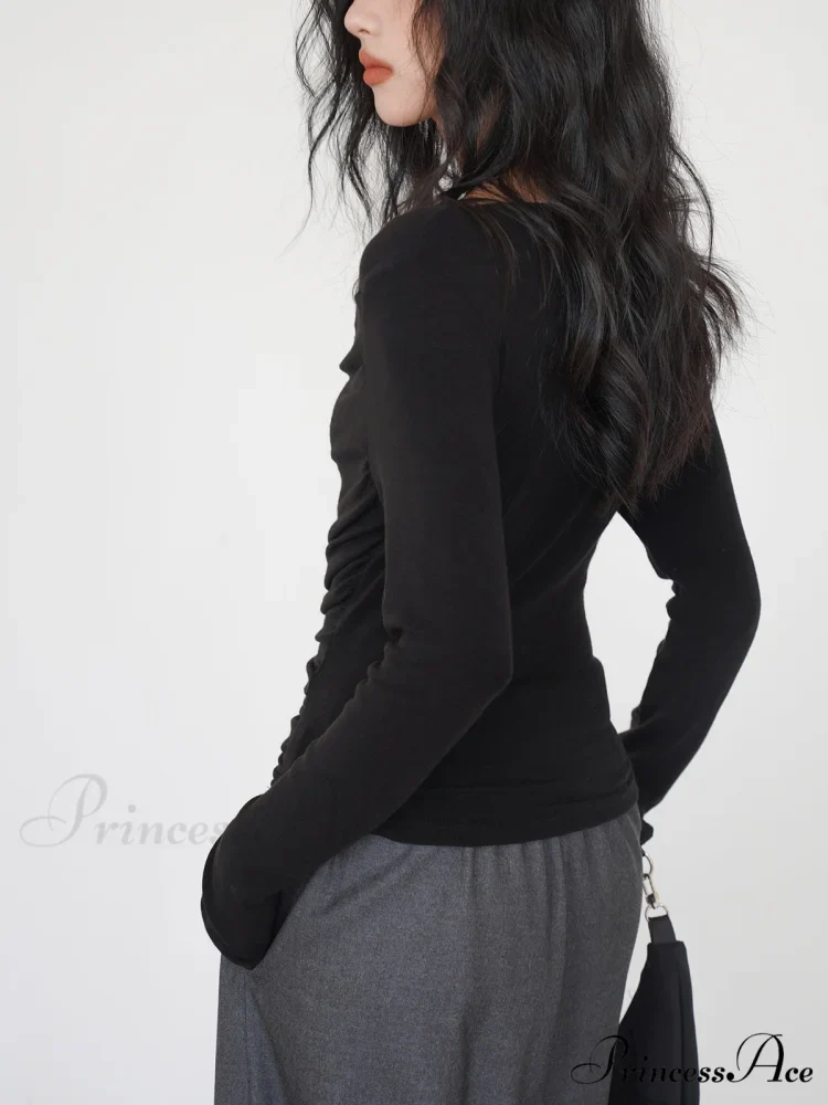 Draped Long Graceful Sleeve Slinky Shirt - Image 2