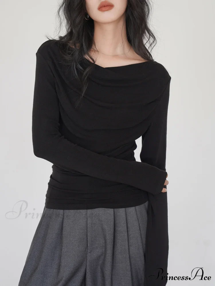 Draped Long Graceful Sleeve Slinky Shirt - Image 3