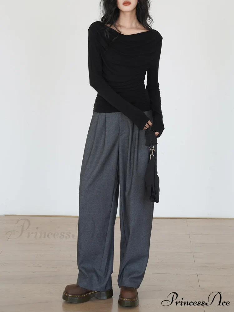 Draped Long Graceful Sleeve Slinky Shirt - Image 4