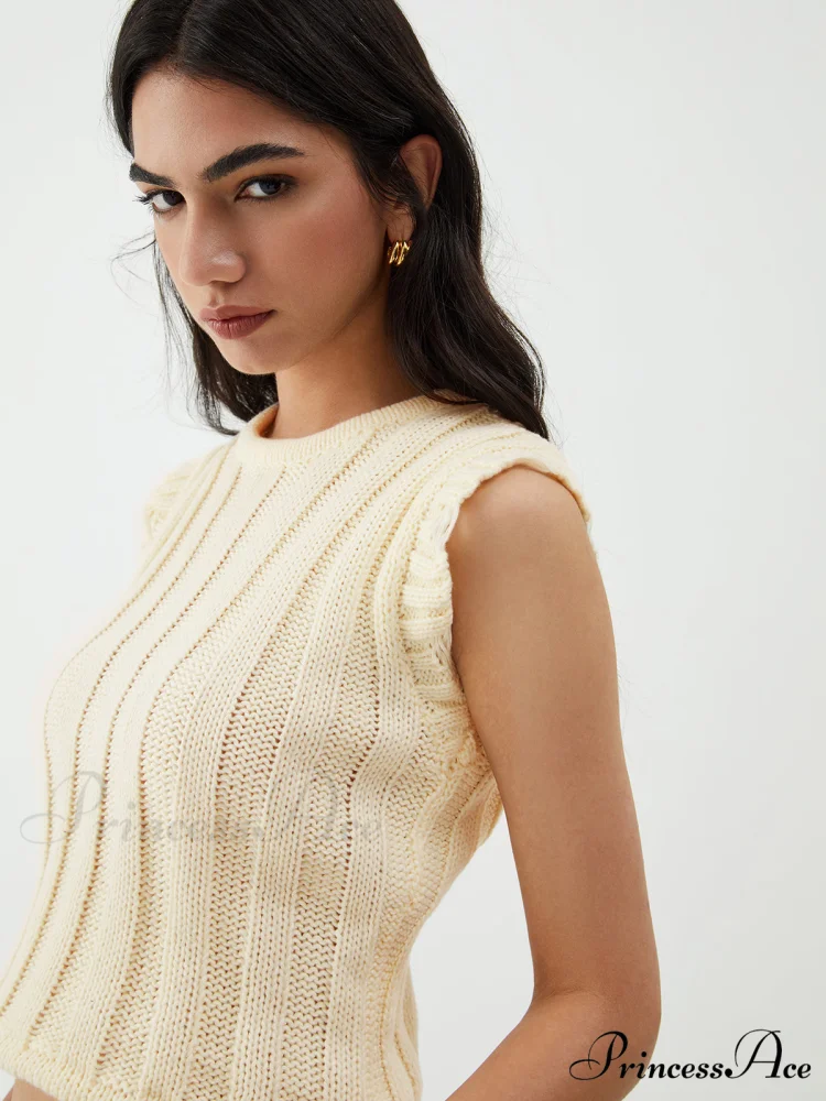 Drawstring Crochet Graceful Sweater Vest - Image 4