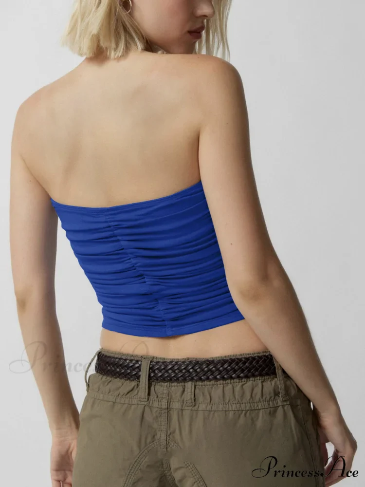 Drawstring Ruched Graceful Crop Tube Top - Image 2