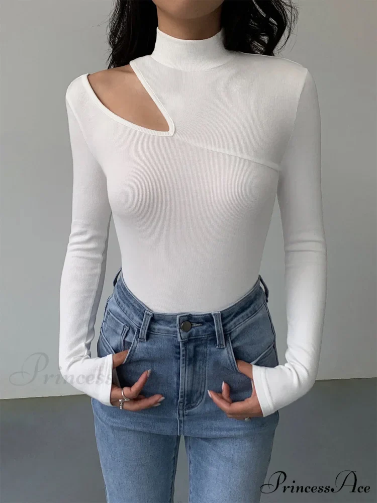 Easy On Me Cutout Modern Mock Neck Long Sleeve Top - Image 4