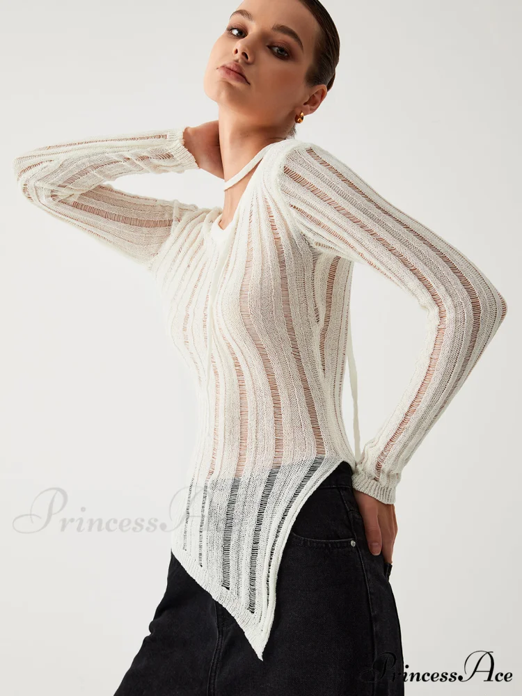 Effortless See Through Trendy Open Knit Top - Image 5