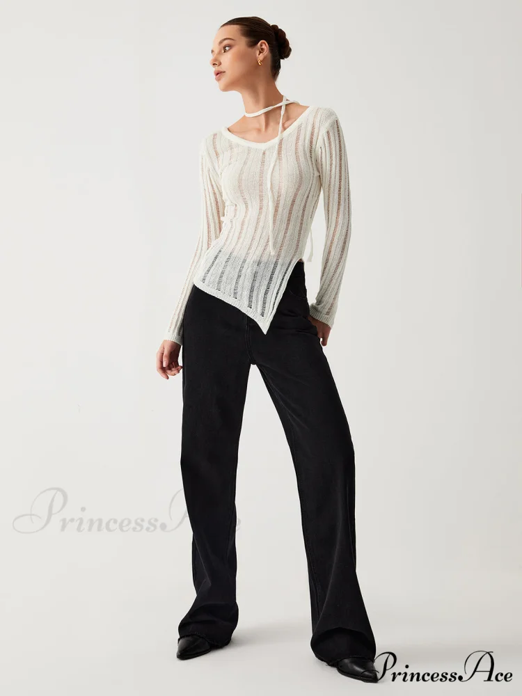Effortless See Through Trendy Open Knit Top - Image 6