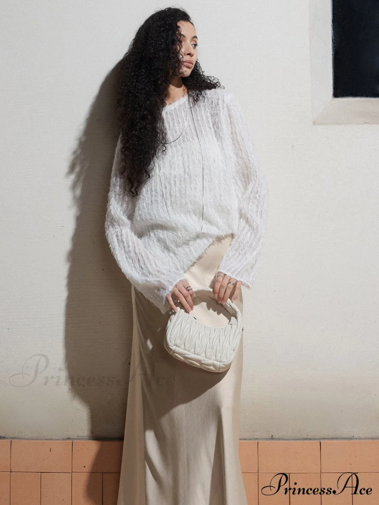 Effortlessly Split Graceful Long Sleeve Blouse - Image 2