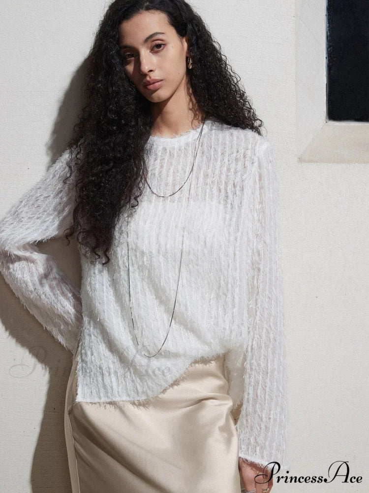 Effortlessly Split Graceful Long Sleeve Blouse - Image 4