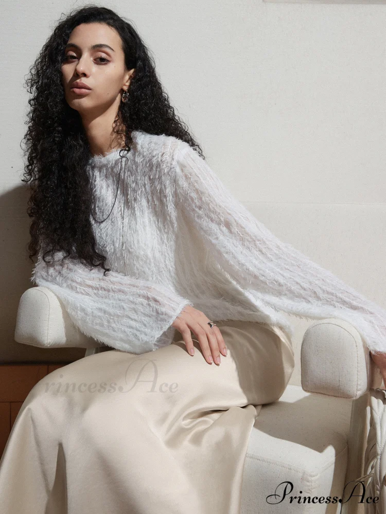 Effortlessly Split Graceful Long Sleeve Blouse - Image 5