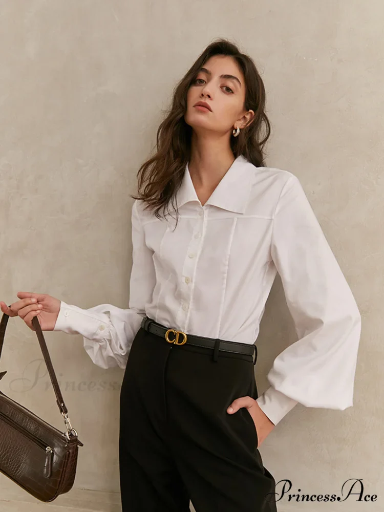 Elegant Collar Button Trendy Down Solid Shirt - Image 2