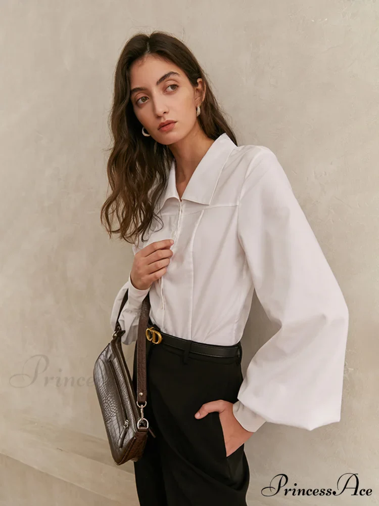 Elegant Collar Button Trendy Down Solid Shirt - Image 4