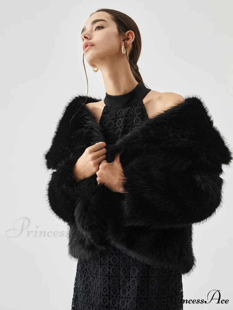 Elegant Fuzzy Graceful Faux Fur Coat - Image 3