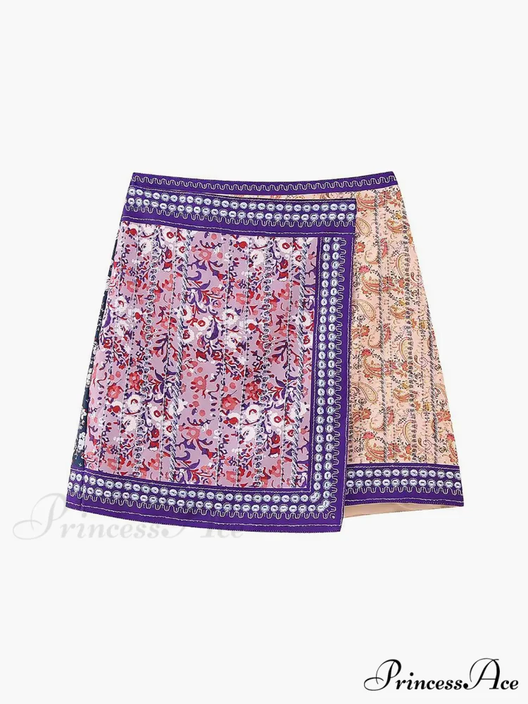 Embroidered Asymmetric Graceful Floral Mini Skirt - Image 2