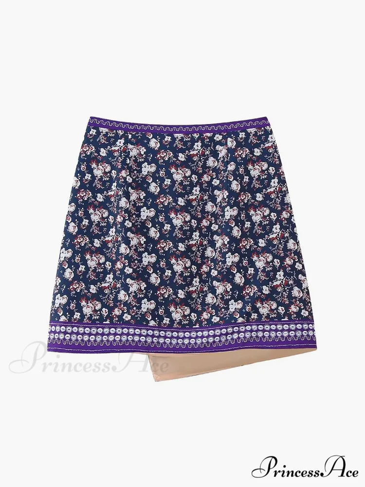 Embroidered Asymmetric Graceful Floral Mini Skirt - Image 3