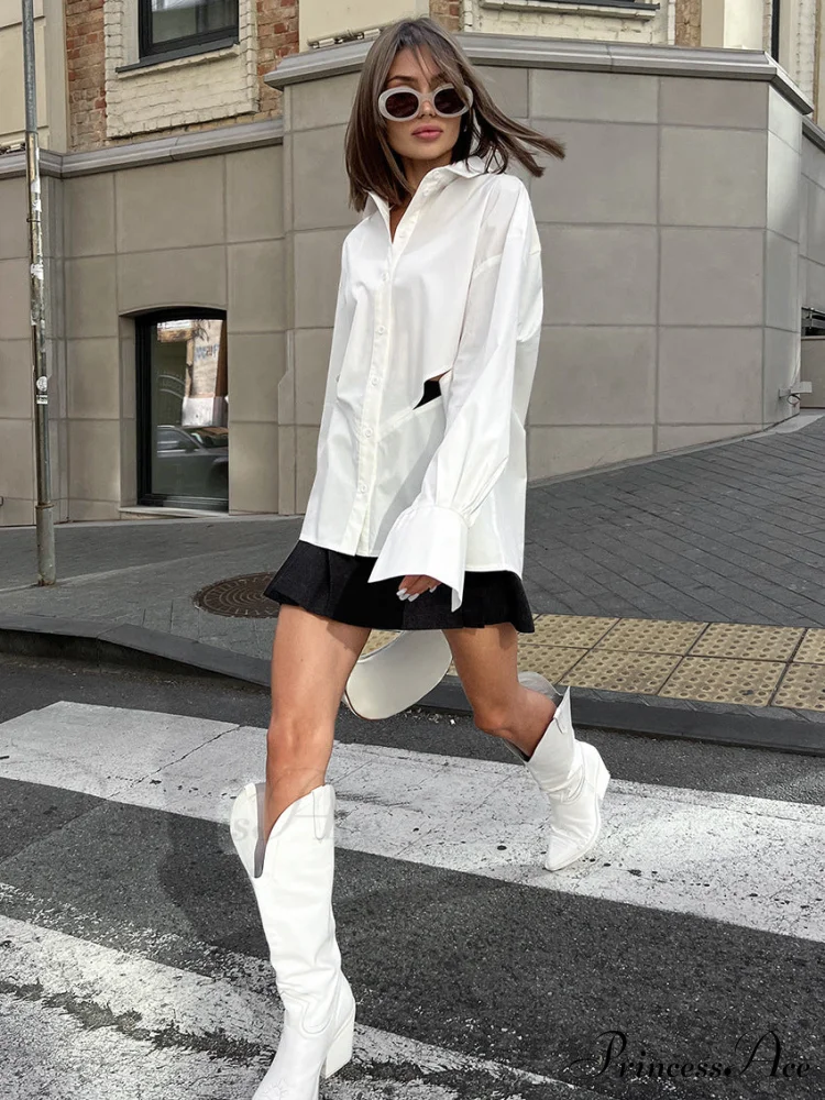 Essential Cutout Graceful Button Down Shirt - Image 4