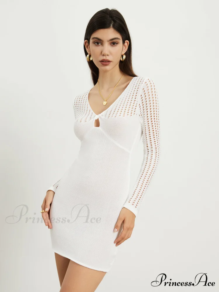Eyelet Bodycon Graceful Short Dress - Image 2