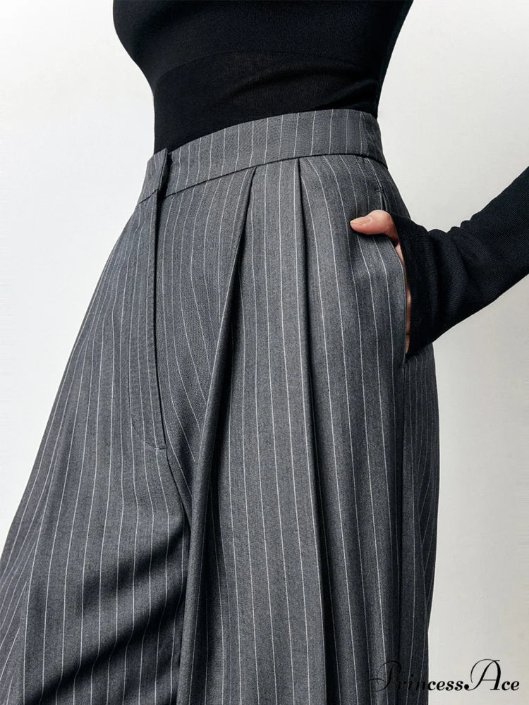 First Choice Pinstripe Trendy Wide Leg Dress Pants - Image 2