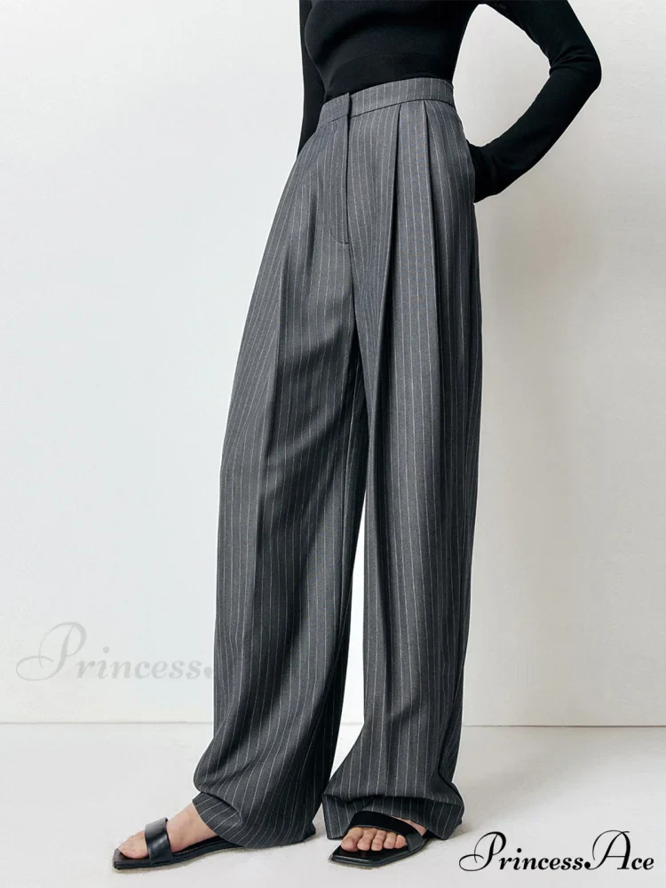 First Choice Pinstripe Trendy Wide Leg Dress Pants - Image 3