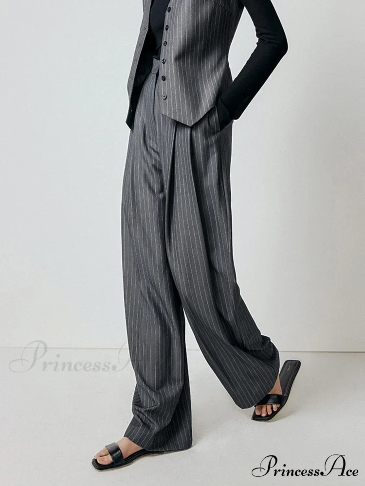 First Choice Pinstripe Trendy Wide Leg Dress Pants - Image 4
