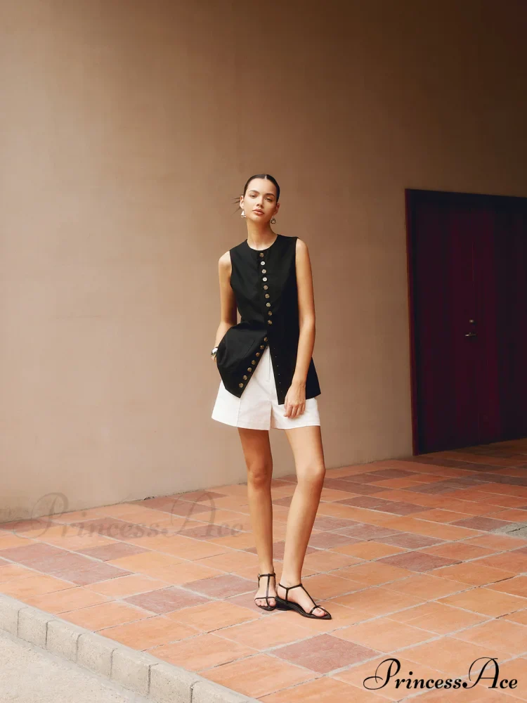 Cotton & Graceful Linen Button-Front Vest - Image 6