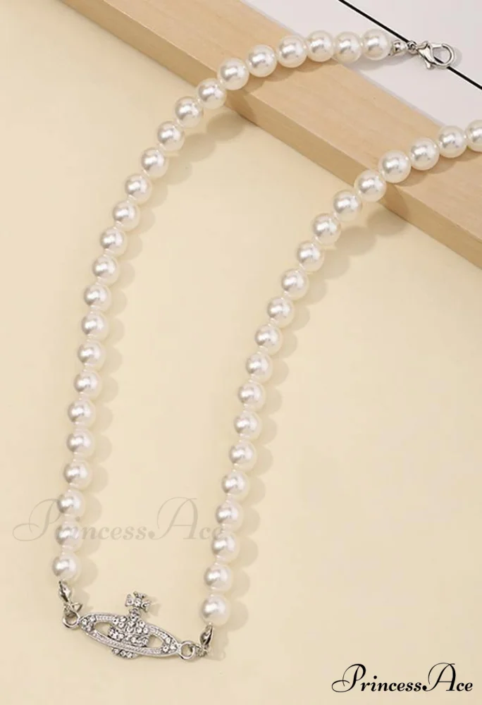 Planet Detail Graceful Faux Pearl Necklace - Image 2