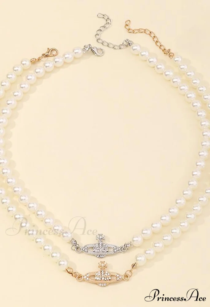 Planet Detail Graceful Faux Pearl Necklace - Image 5