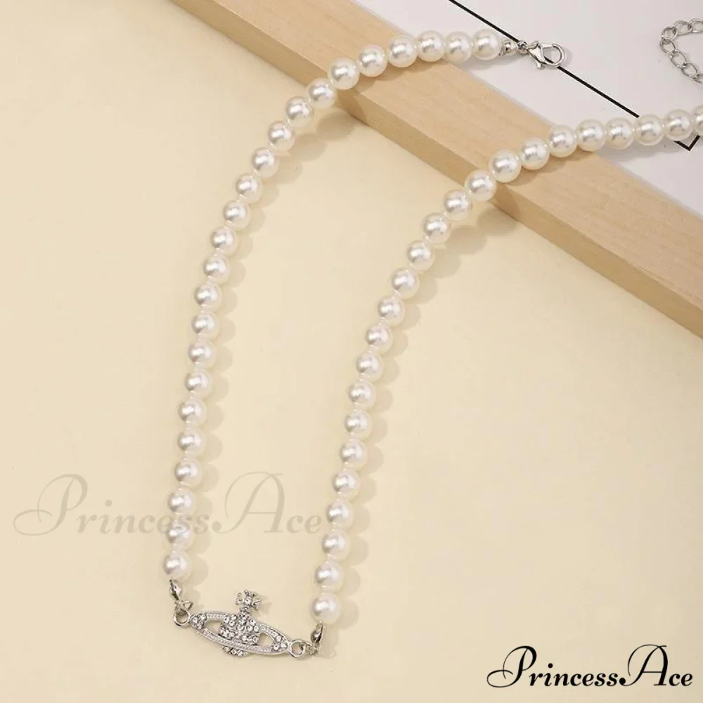Planet Detail Graceful Faux Pearl Necklace - Image 6