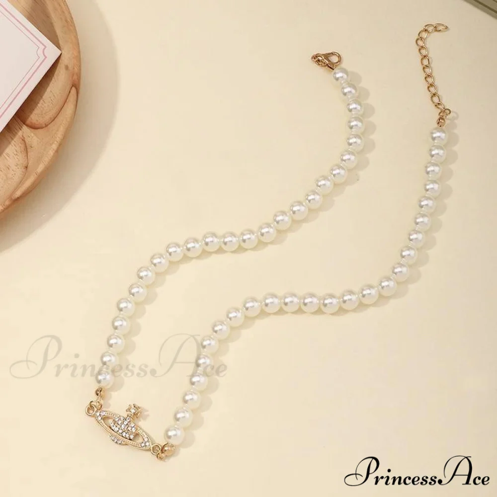 Planet Detail Graceful Faux Pearl Necklace - Image 7