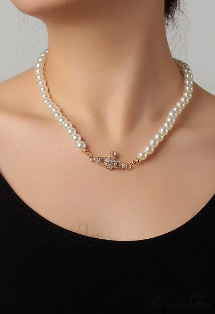 Planet Detail Graceful Faux Pearl Necklace - Image 8
