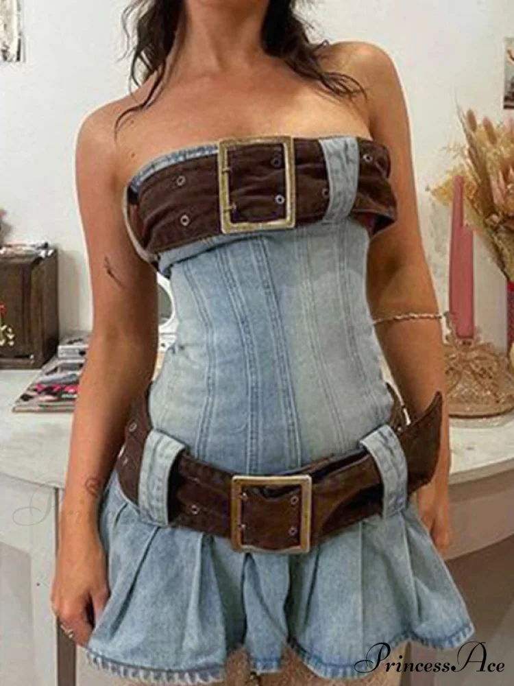 Buckle Belt Pu Trendy Black Mini Skirt - Image 3