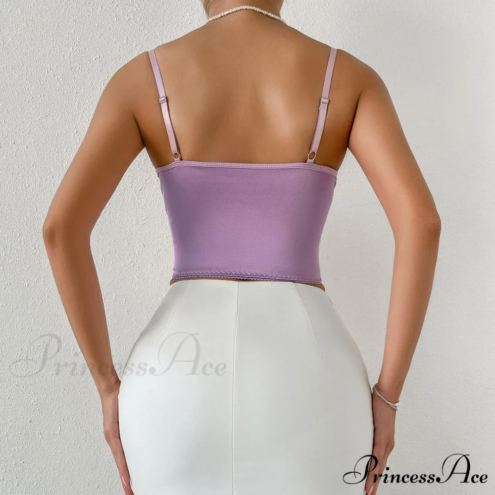Butterfly Applique Hook and Eye Classic Silky Satin Corset Top - Champagne - Image 3