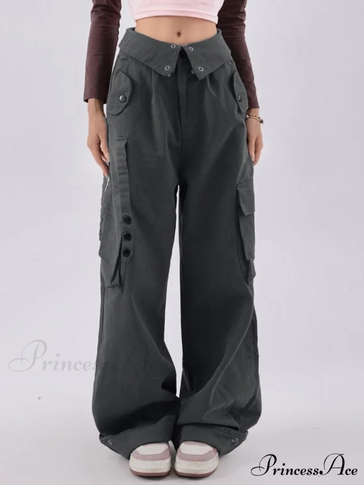Buttoned Green Graceful Baggy Boyfriend Jeans - Image 2