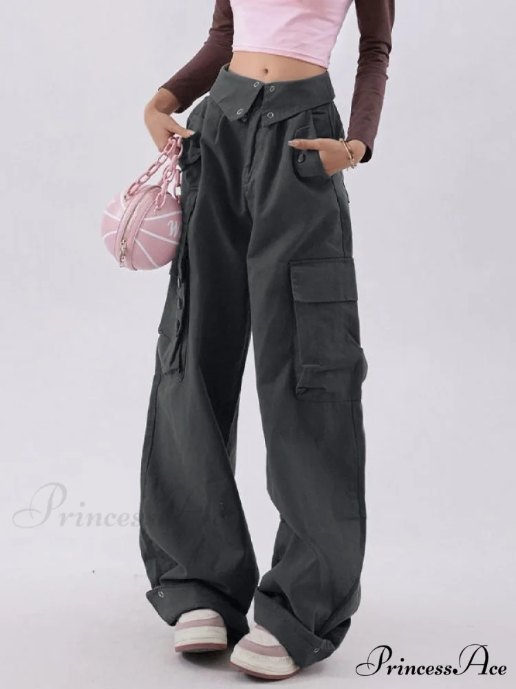 Buttoned Green Graceful Baggy Boyfriend Jeans - Image 3