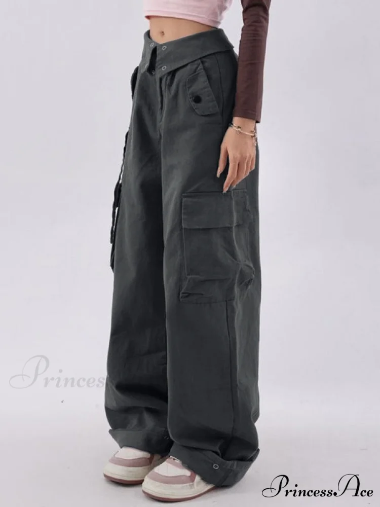 Buttoned Green Graceful Baggy Boyfriend Jeans - Image 4